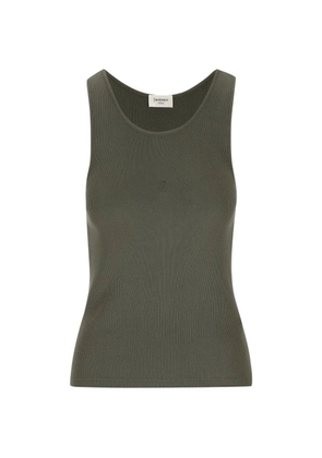 Saint Laurent Cassandre tank top in ribbed cotton jersey - Green