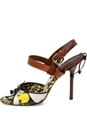 Louis Vuitton Pre-Owned 105mm lemon-print ankle-strap sandals - Brown