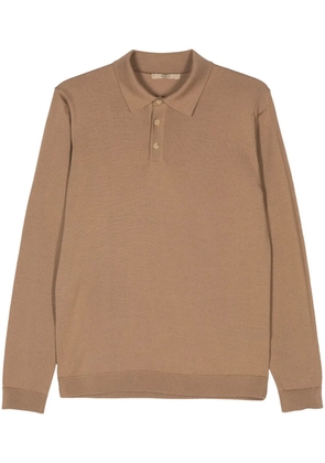 Nuur fine-knit merino polo shirt - Brown