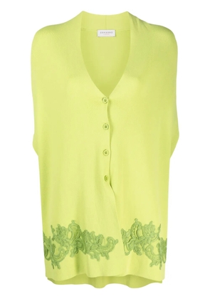 ERMANNO FIRENZE floral lace-appliqué short-sleeve cardigan - Green