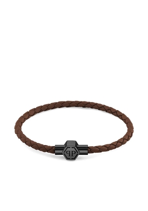 Philipp Plein braided leather bracelet - Brown