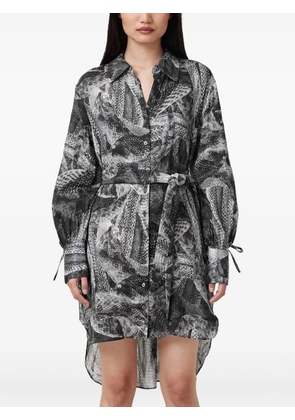 AllSaints snakeskin-print belted shirt dress - Grey