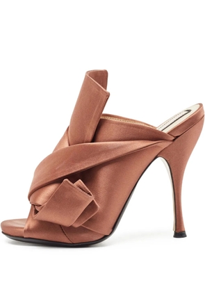 Nº21 pre-owned 120mm knotted satin sandals - Brown