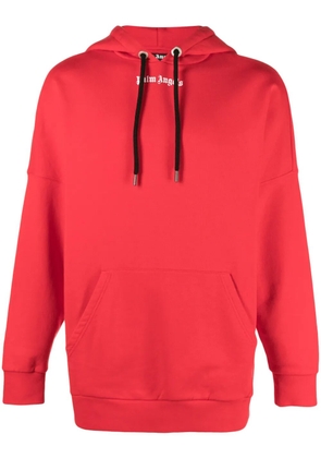Palm Angels logo-print cotton hoodie - Red