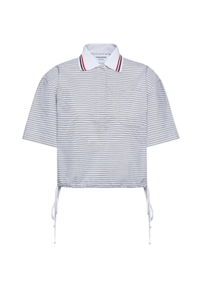 Thom Browne 4-bar striped poplin polo top - Grey