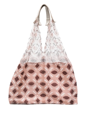 Épice mesh-panel geometric-pattern shoulder bag - Pink