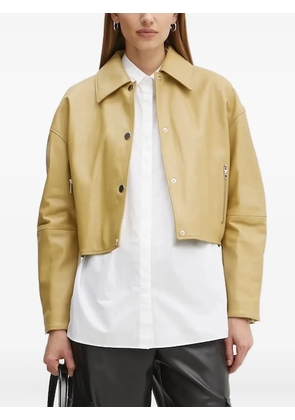 BOSS cropped leather jacket - Yellow