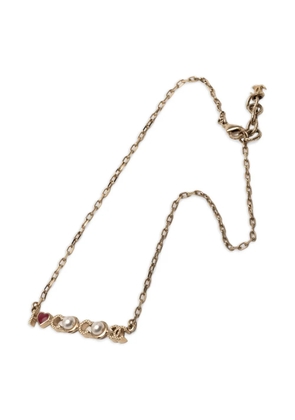 CHANEL Pre-Owned 2017 Gold Plated I Love You Coco Faux Pearl Pendant Necklace costume necklace