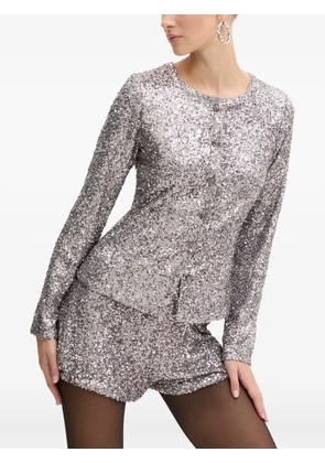 NEVER FULLY DRESSED sequin-embellished button-down top - Silver