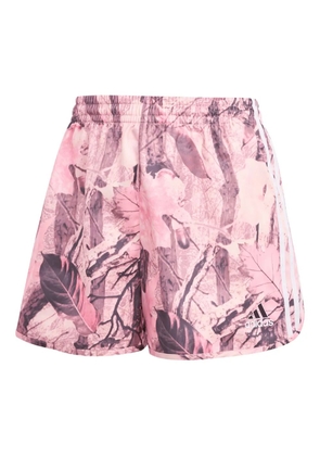 adidas leaf camo-print satin shorts - Pink