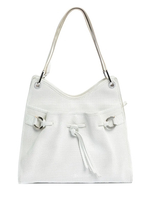 Lancel drawstring leather tote bag - White
