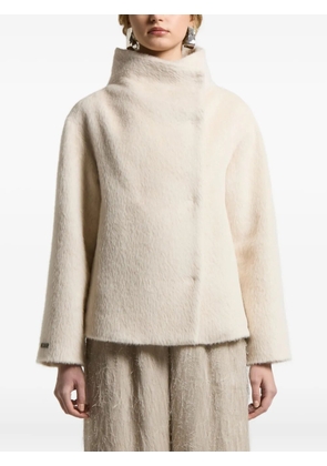 Peserico high-neck asymmetrical-fastening coat - Neutrals