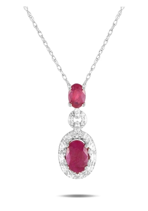 LB Exclusive 14K white gold diamond and ruby necklace - Silver