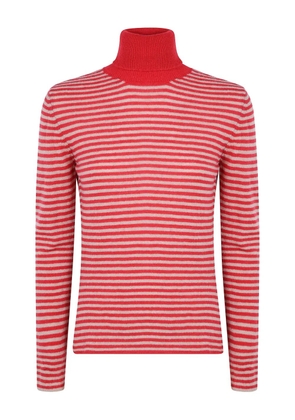 base striped roll-neck knitwear - Red