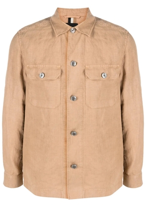 BOSS long-sleeved linen overshirt - Neutrals