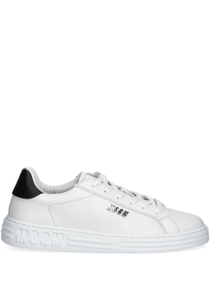 MSGM logo-plaque leather sneakers - White