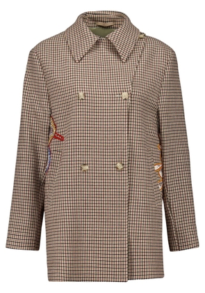 PAULA embroidered houndstooth-check jacket - Brown