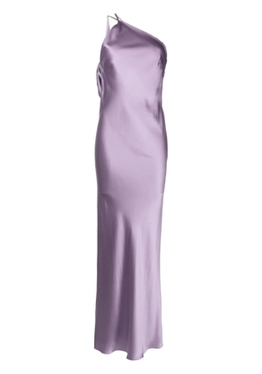 Michelle Mason one-shoulder bias silk gown - Purple