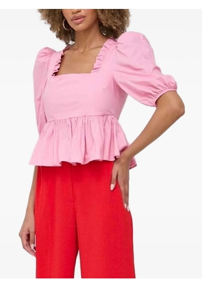 Custommade puff-sleeve frill-detail top - Pink