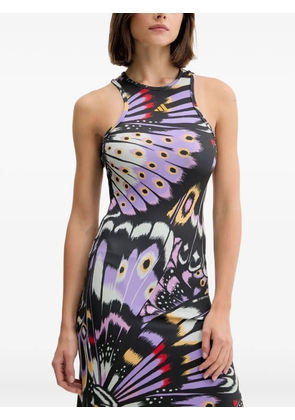 adidas x Farm racer-back butterfly-print maxi dress - Black