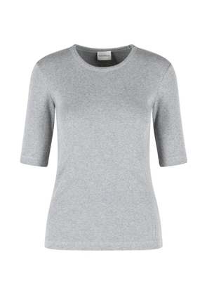 Closed ribbed crew-neck T-shirt - Grey