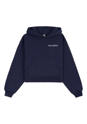 Sporty & Rich logo-print long-sleeve hoodie - Blue