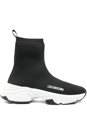 Love Moschino logo-lettering sock sneakers - Black