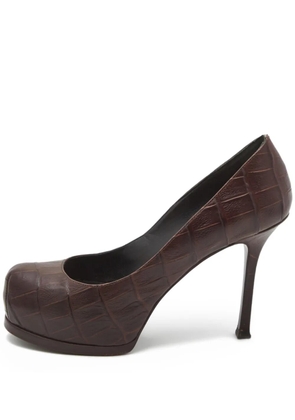 Saint Laurent Pre-Owned 105mm Tribtoo leather pumps - Brown