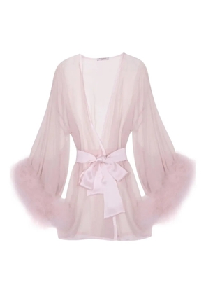 Gilda & Pearl Brief Encounter feather-trim silk robe - Pink