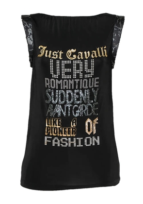 Just Cavalli Vintage sequin-embellished graphic top - Black