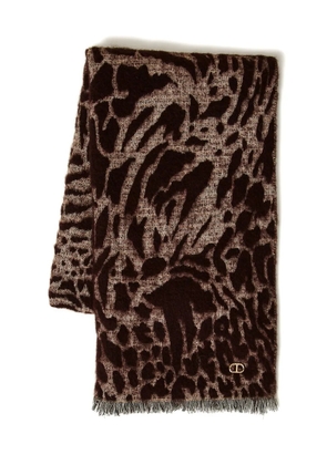 TWINSET animal-print woven scarf - Brown