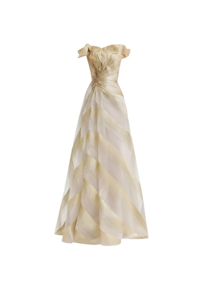 Gemy Maalouf off-shoulder gathered gown - Neutrals