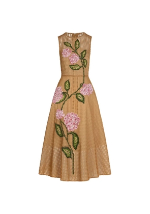Oscar de la Renta flower lattice maxi dress - Brown