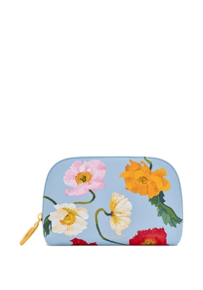 Oscar de la Renta small poppy-printed makeup bag - Blue