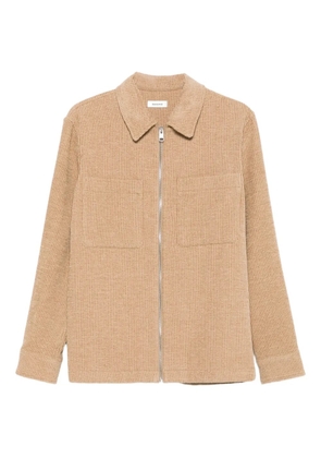 SANDRO ribbed zip-front shirt jacket - Neutrals