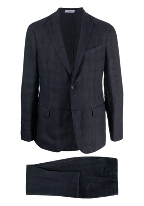 Boglioli single-breasted check-pattern linen suit - Blue