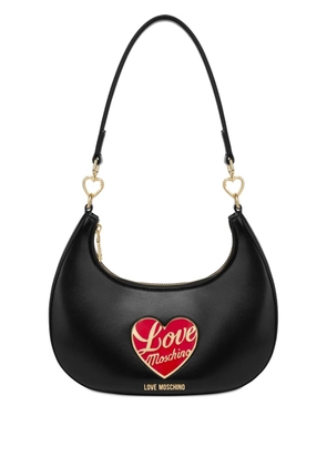 Love Moschino heart-plaque shoulder bag - Black
