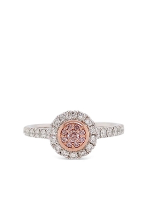 HYT Jewelry 18K rose gold and platinum half-pavé diamond ring - Silver