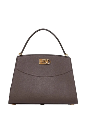 Ferragamo Gancio-clasp hammered calfskin tote bag - Testa di m testa di moro