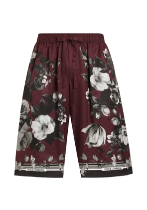 Dolce & Gabbana peony ramage-print vanity twill trousers - Red