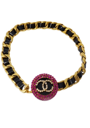 CHANEL Pre-Owned 1995 rhinestone-embellished CC-logo belt - Gold