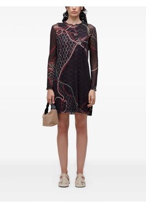 Osklen printed long-sleeve mini dress - Black