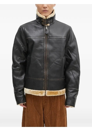Alpha Industries faux-fur-collar leather jacket - Black