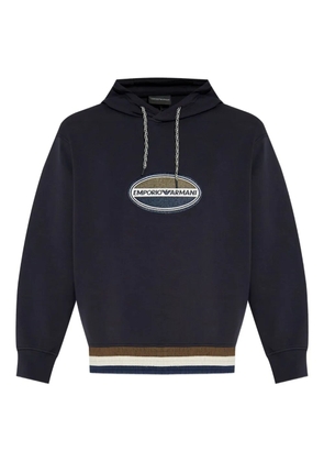 Emporio Armani embroidered-logo hoodie - Blue