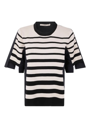 Nuur striped panelled top - Black