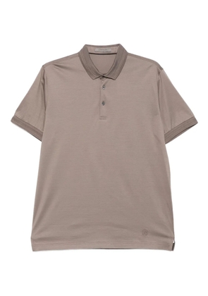 Corneliani ribbed-collar polo shirt - Brown