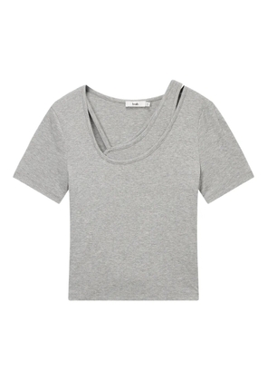 b+ab asymmetric-neckline T-shirt - Grey