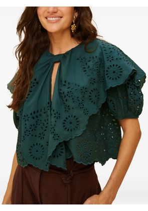 FARM Rio cut-out ruffled blouse - Green