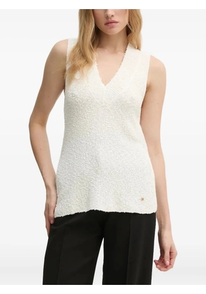 Pedro Del Hierro v-neck textured knit top - White