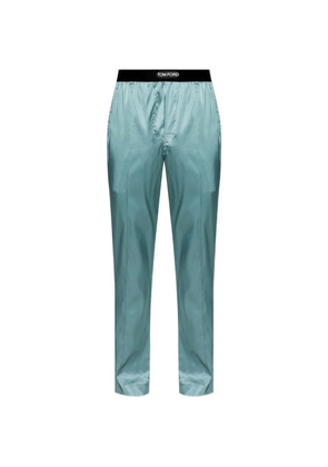 TOM FORD logo-waistband pajama bottoms - Blue